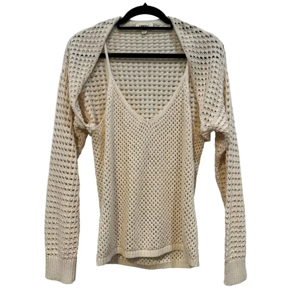 LAGENCE NWOT $330 Sammy Tank & Shrug set in Ecru Size L